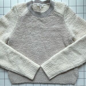 rag & bone Davis wool blend cotton Cream and Gray Crew Neck Sweater